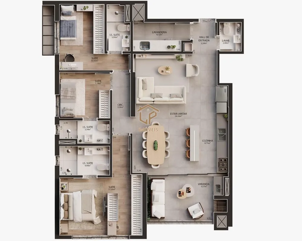 Apartamento, 3 quartos, 119 m² - Foto 3