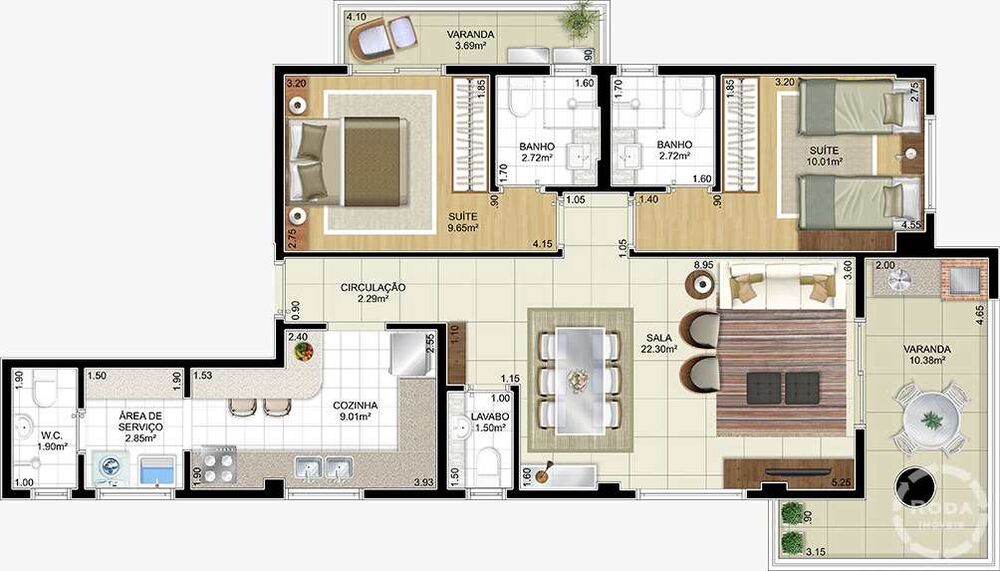 Apartamento, 2 quartos, 91 m² - Foto 1