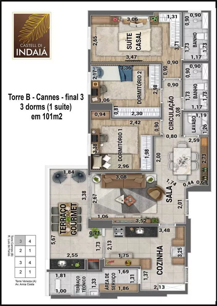 Apartamento, 3 quartos, 101 m² - Foto 1