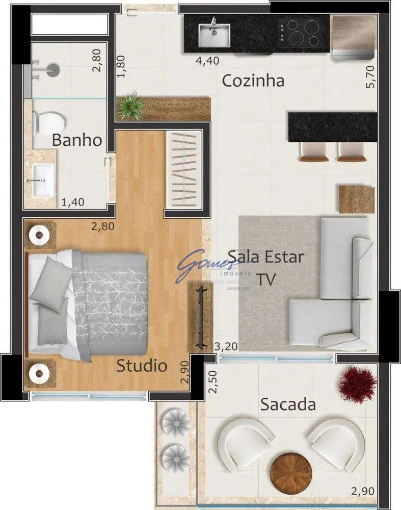 Apartamento, 1 quarto, 48 m² - Foto 7