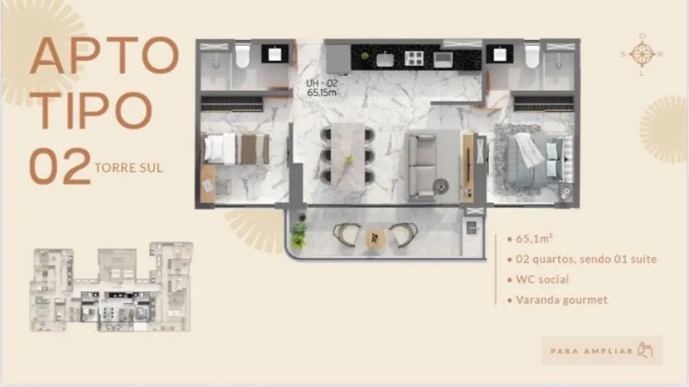 Apartamento, 2 quartos, 65 m² - Foto 3