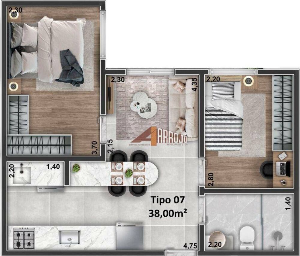 Apartamento, 1 quarto, 30 m² - Foto 3