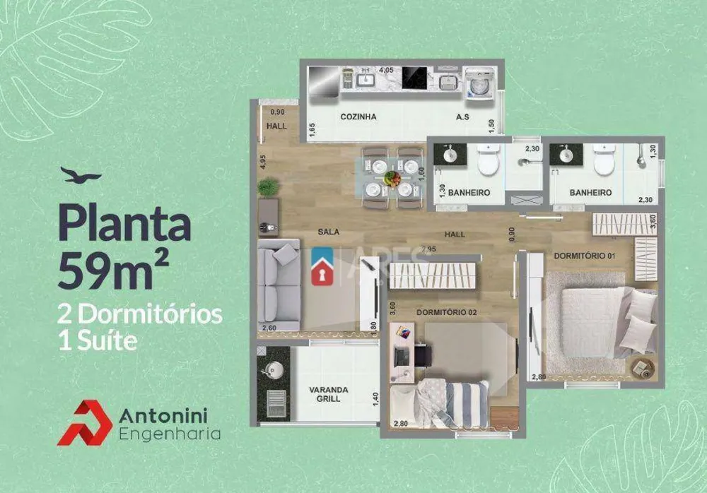 Apartamento, 2 quartos, 59 m² - Foto 21
