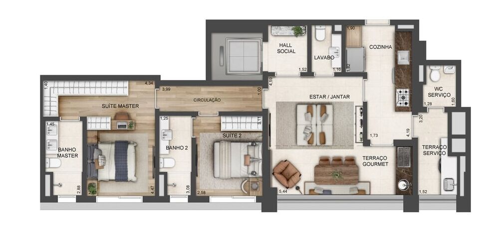 Apartamento, 2 quartos, 98 m² - Foto 3
