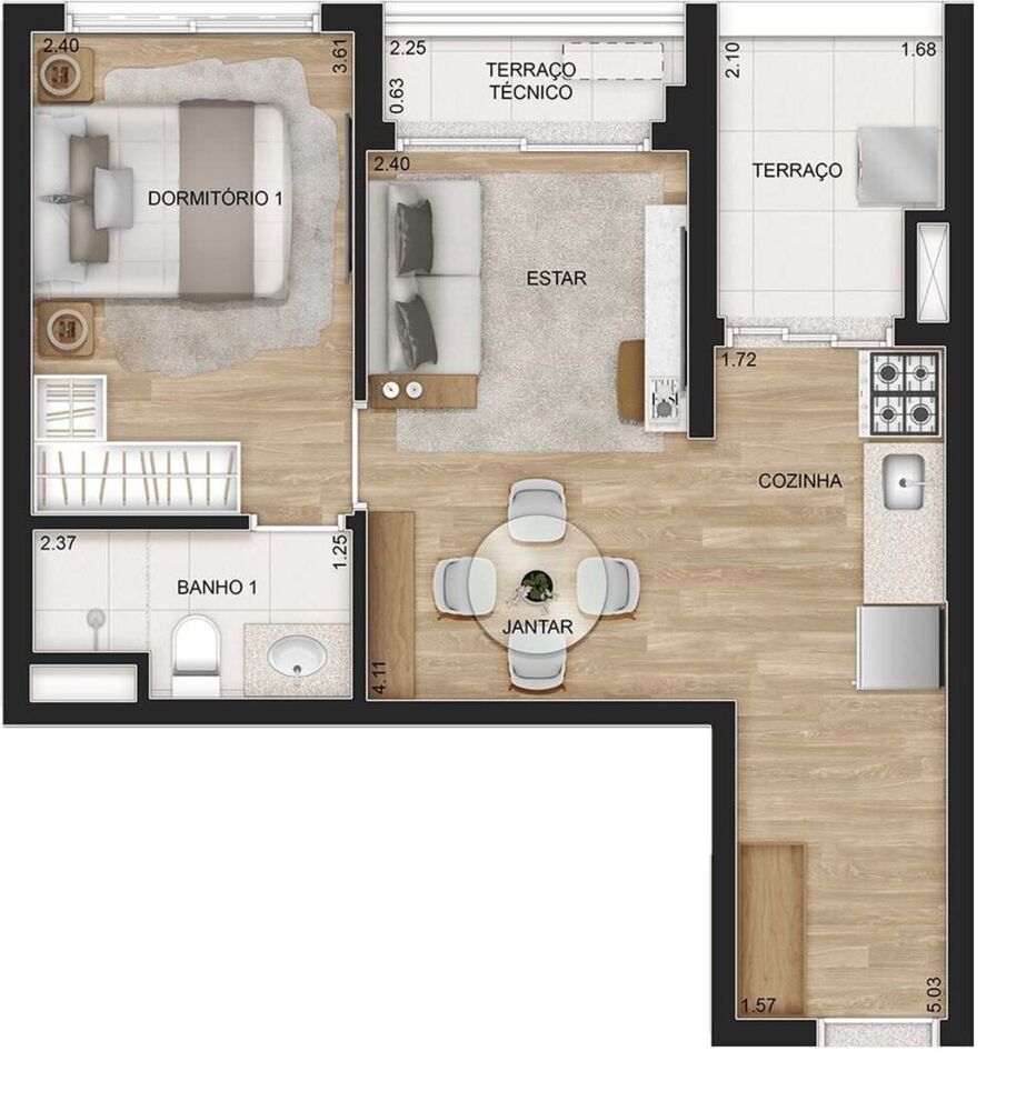 Apartamento, 1 quarto, 38 m² - Foto 1