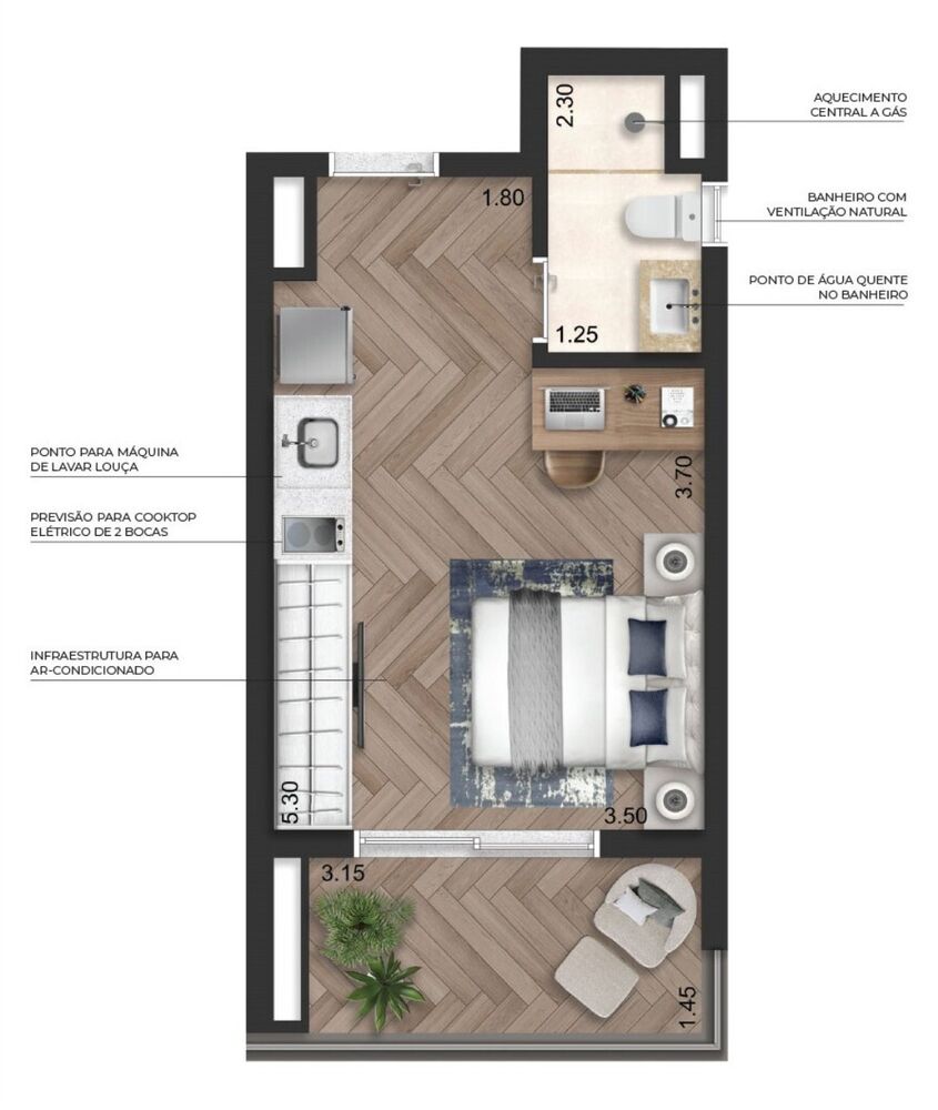 Apartamento, 1 quarto, 58 m² - Foto 3