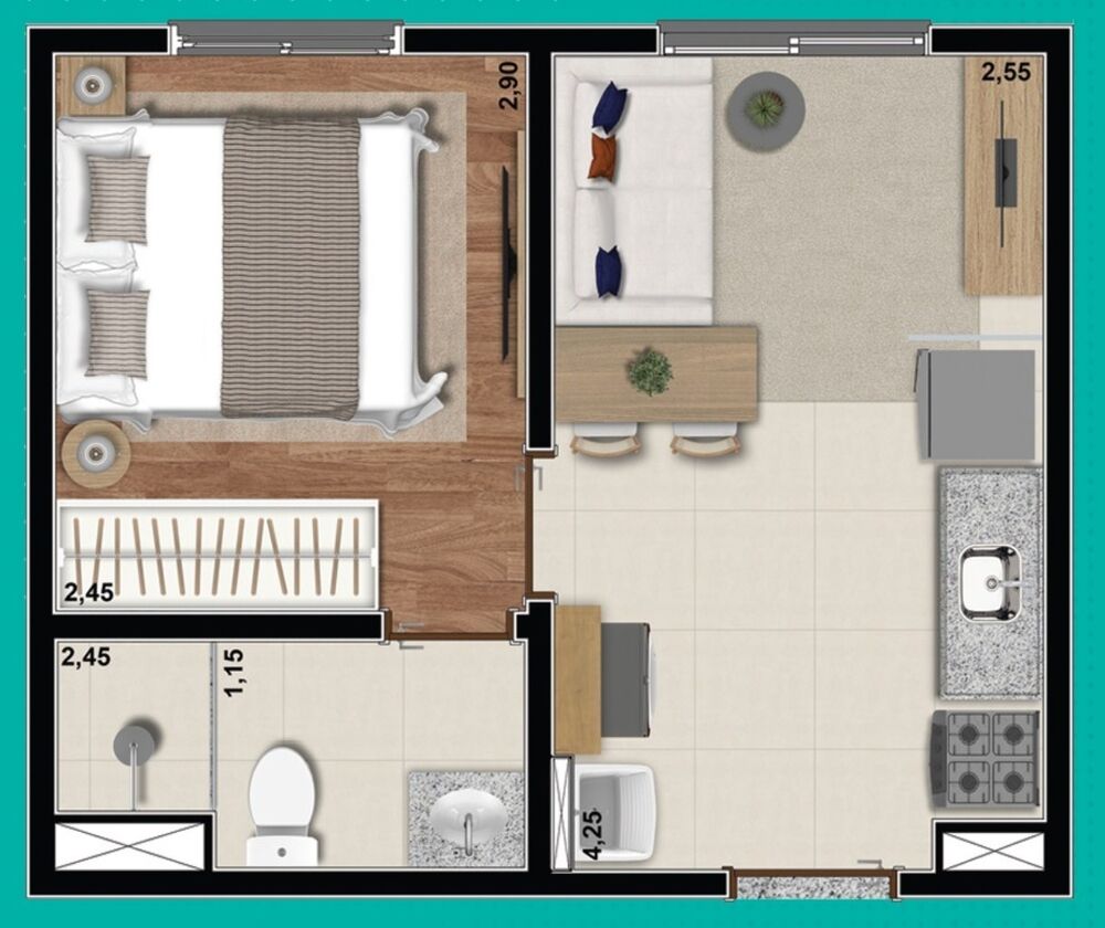 Apartamento, 1 quarto, 26 m² - Foto 3