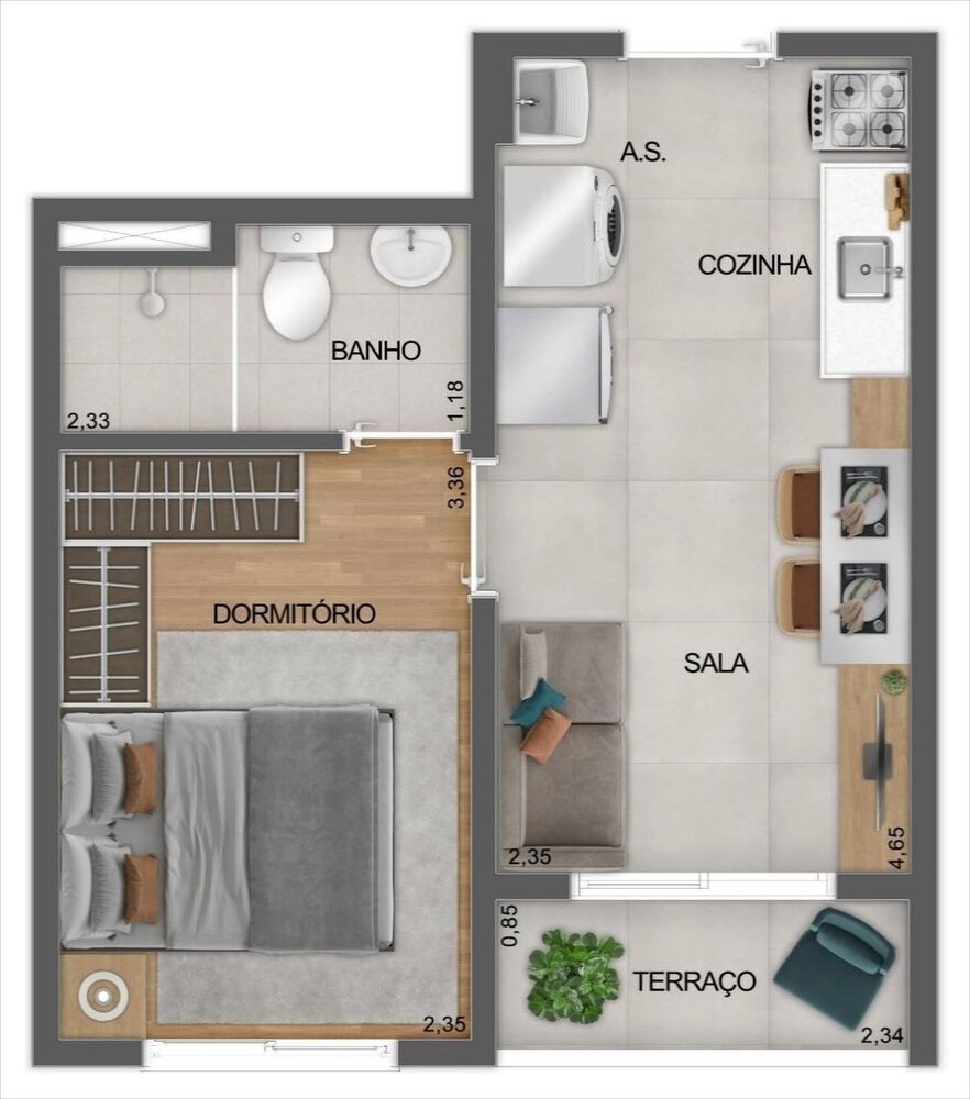 Apartamento, 1 quarto, 28 m² - Foto 5