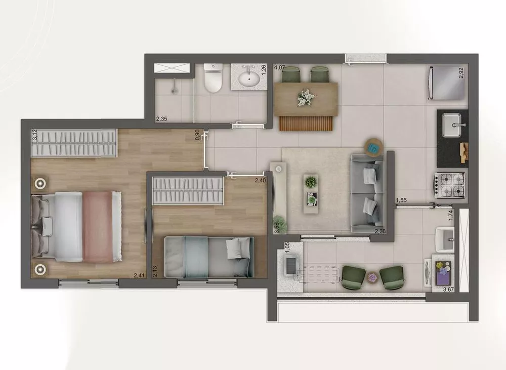 Apartamento, 2 quartos, 42 m² - Foto 3