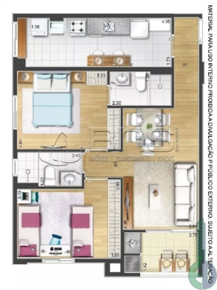 Apartamento à venda com 2 quartos, 66m² - Foto 4