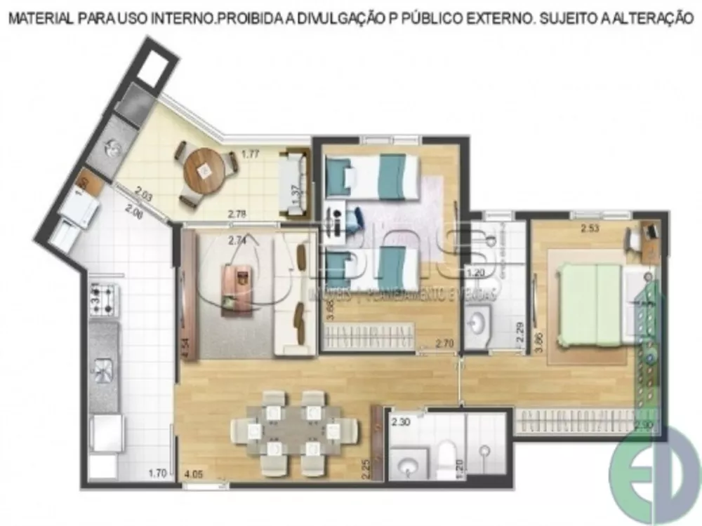 Apartamento à venda com 2 quartos, 66m² - Foto 3