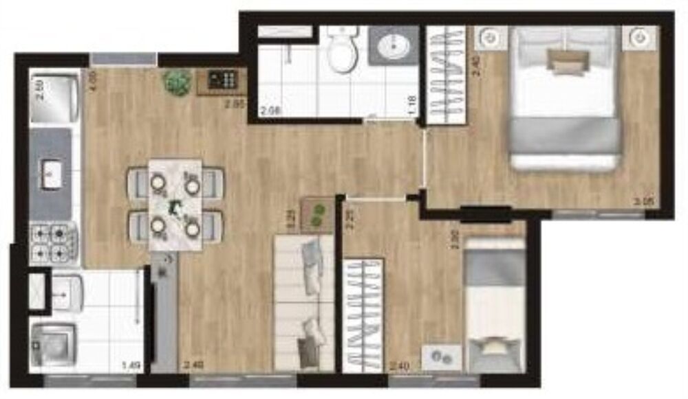Apartamento, 2 quartos, 42 m² - Foto 3