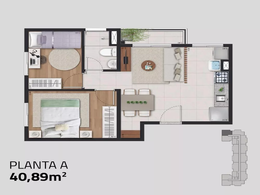 Apartamento, 2 quartos, 40 m² - Foto 12