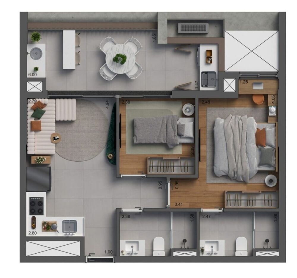 Apartamento à venda com 2 quartos, 59m² - Foto 2