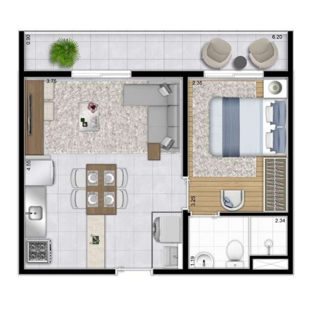 Apartamento, 1 quarto, 28 m² - Foto 3