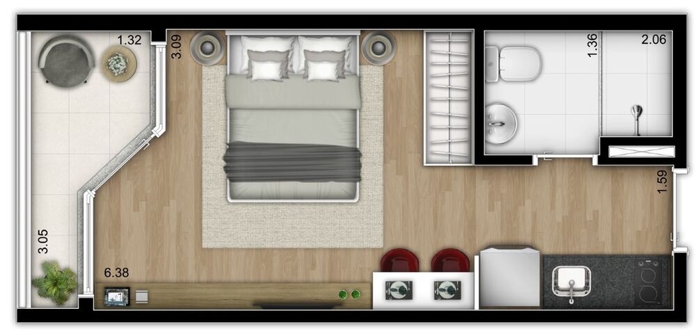 Apartamento, 1 quarto, 28 m² - Foto 1