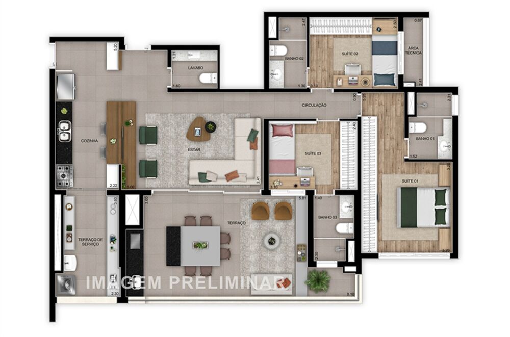Apartamento, 3 quartos, 102 m² - Foto 1