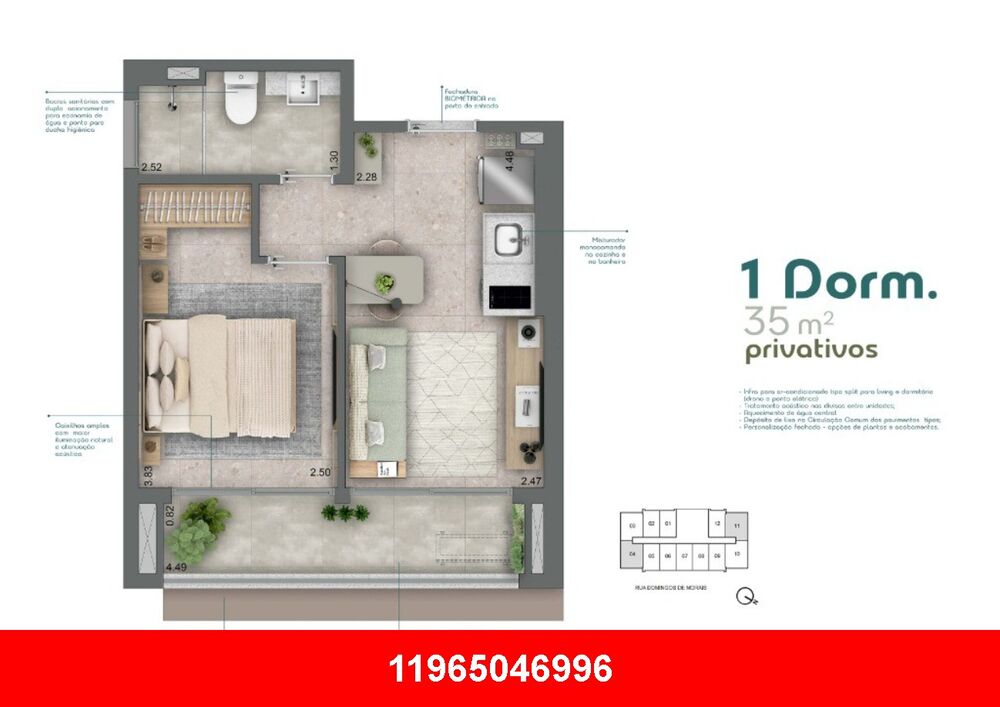 Apartamento, 1 quarto, 35 m² - Foto 1
