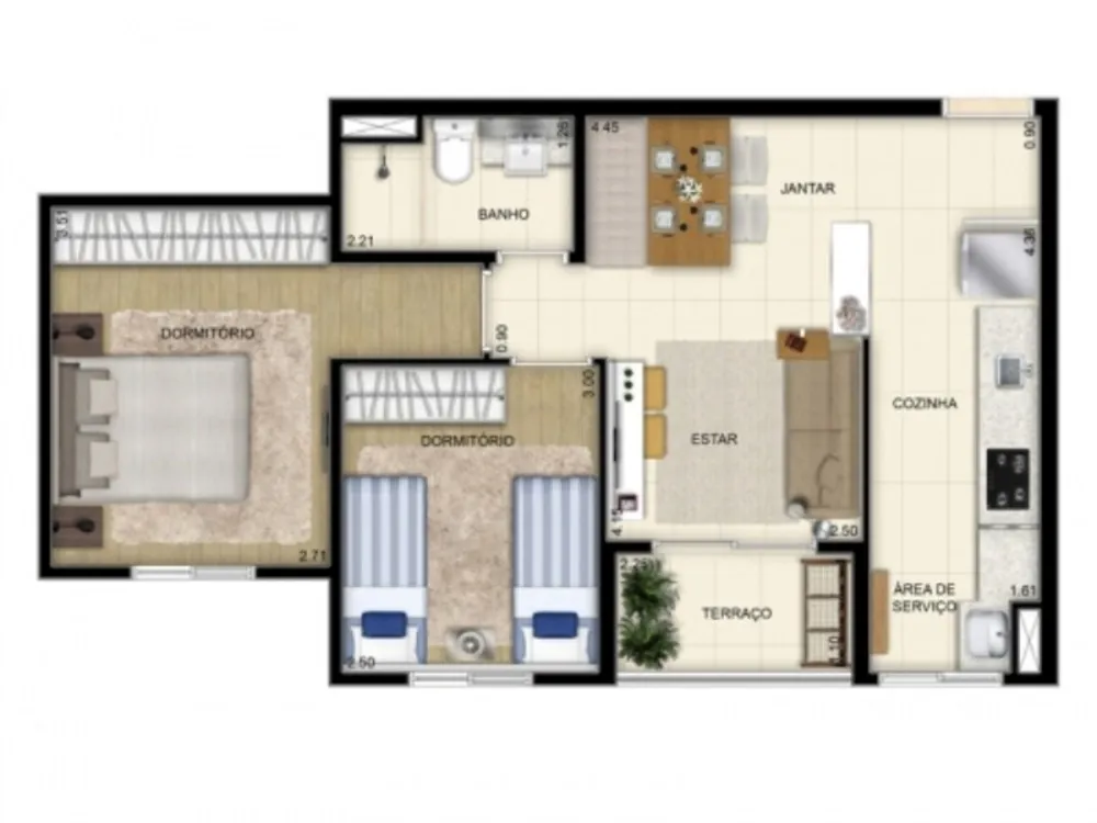 Apartamento, 2 quartos, 56 m² - Foto 3
