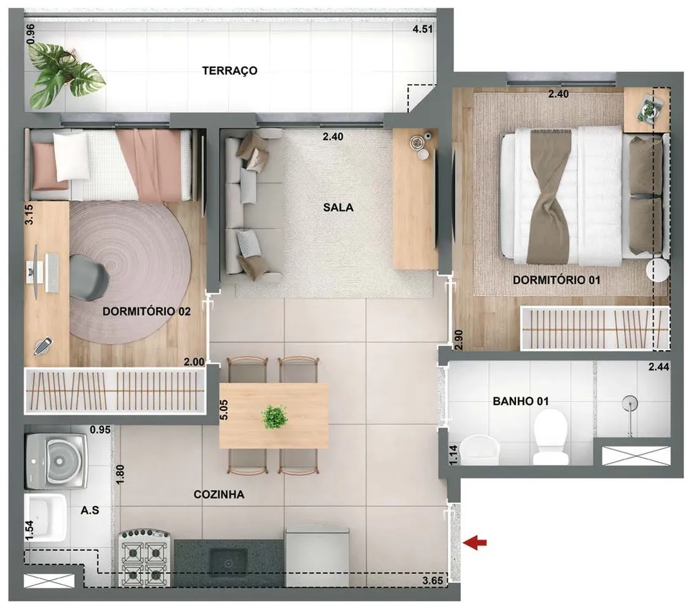 Apartamento, 2 quartos, 39 m² - Foto 12