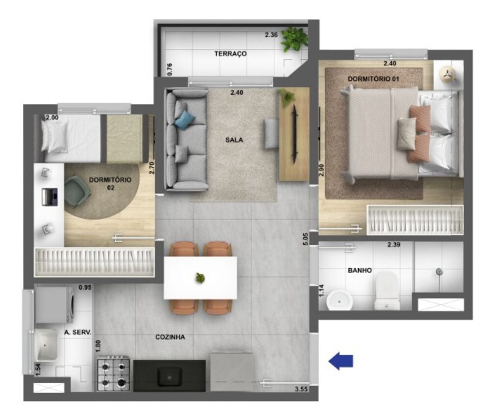 Apartamento, 2 quartos, 37 m² - Foto 8