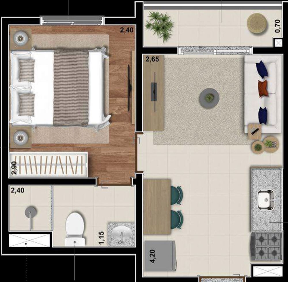 Apartamento, 1 quarto, 25 m² - Foto 1