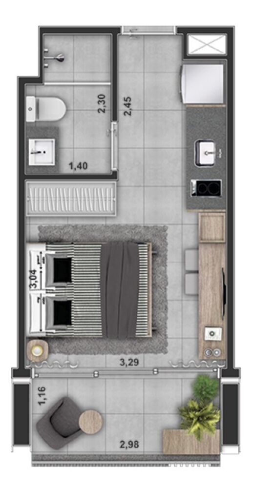 Apartamento, 1 quarto, 25 m² - Foto 3