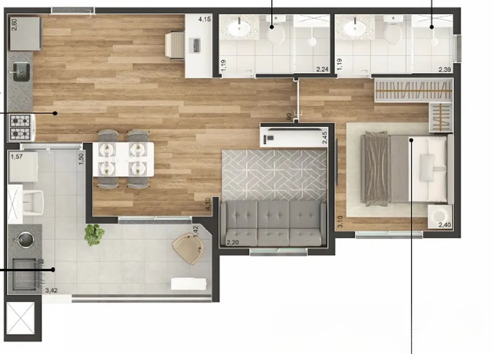Apartamento, 2 quartos, 37 m² - Foto 6