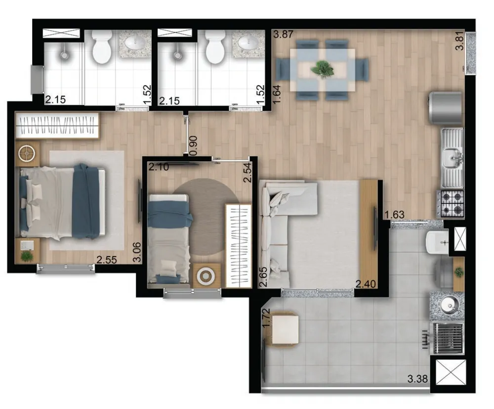 Apartamento, 2 quartos, 56 m² - Foto 8