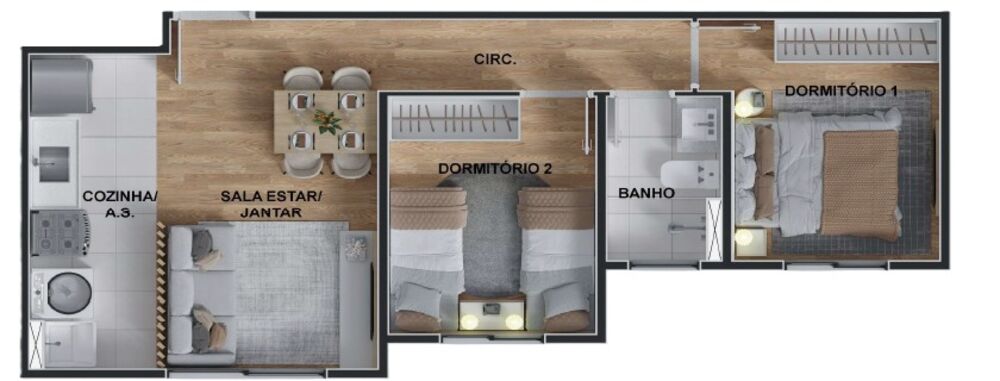 Apartamento, 2 quartos, 46 m² - Foto 3