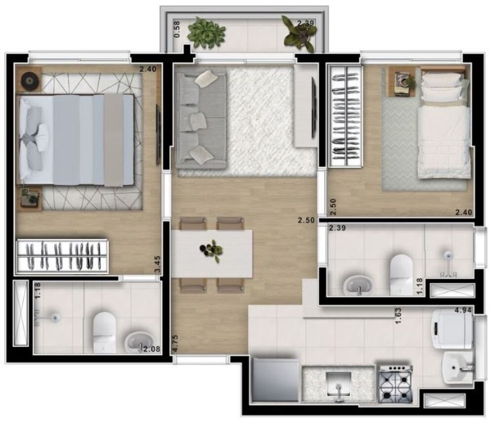 Apartamento, 2 quartos, 44 m² - Foto 4