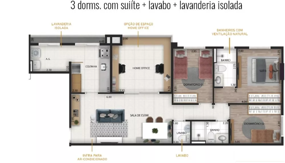 Apartamento à venda com 3 quartos, 83m² - Foto 2