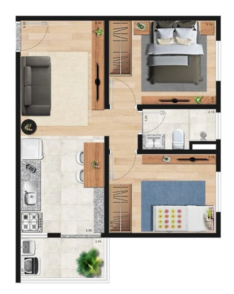 Apartamento, 2 quartos, 43 m² - Foto 8