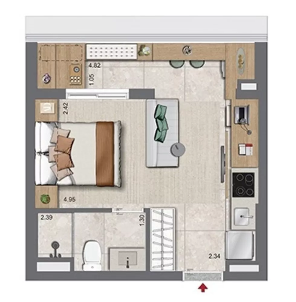 Apartamento, 1 quarto, 28 m² - Foto 1