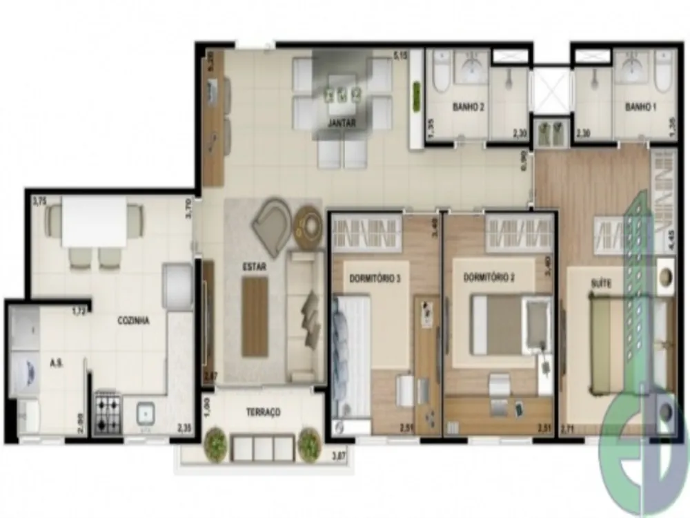 Apartamento, 3 quartos, 86 m² - Foto 2