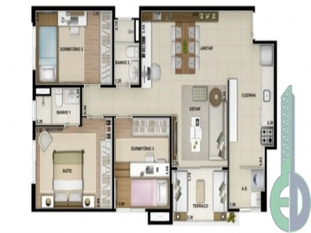 Apartamento, 3 quartos, 86 m² - Foto 3