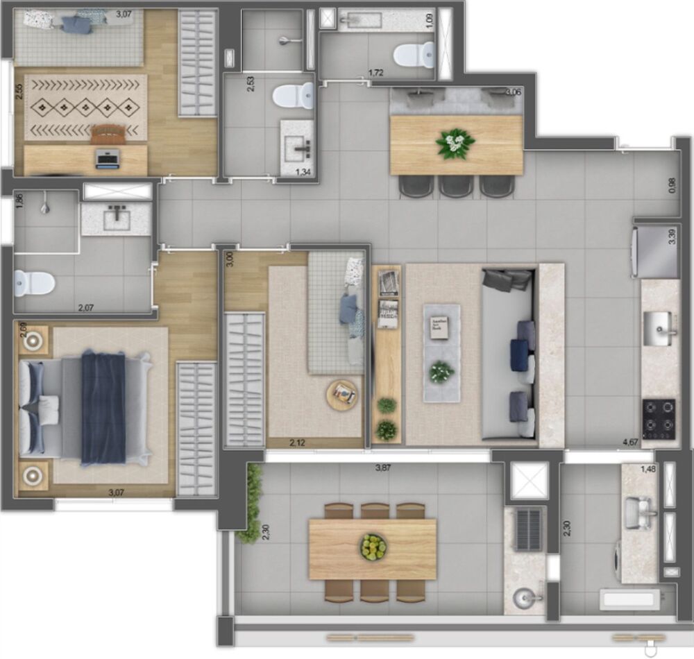 Apartamento, 2 quartos, 71 m² - Foto 2