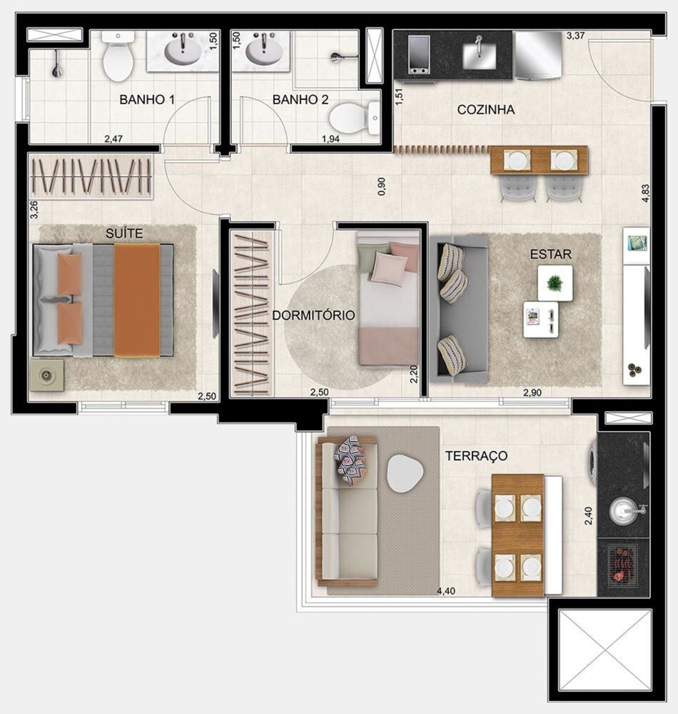 Apartamento, 2 quartos, 56 m² - Foto 4