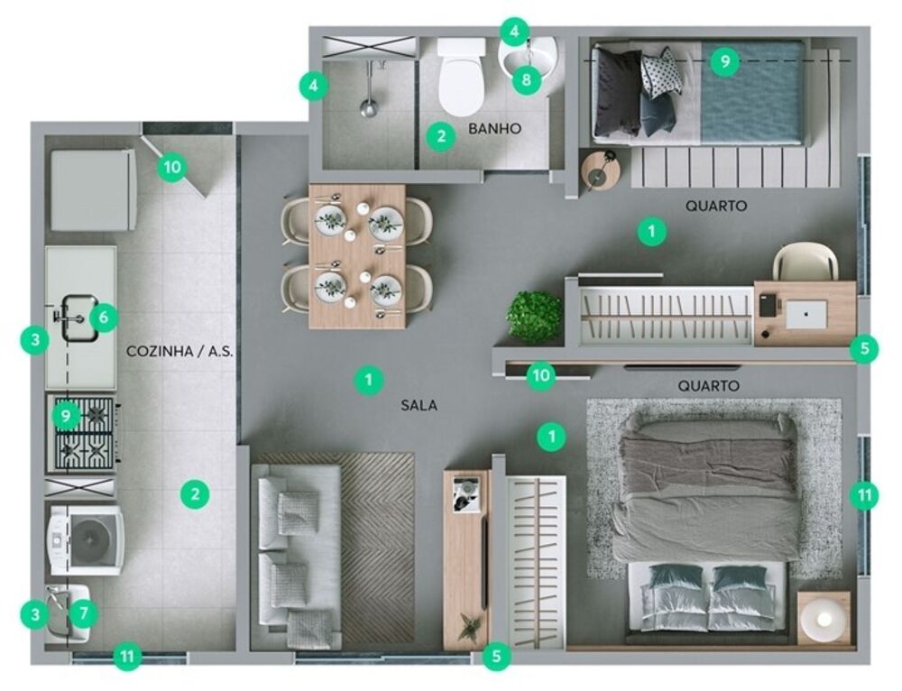 Apartamento, 2 quartos, 34 m² - Foto 9
