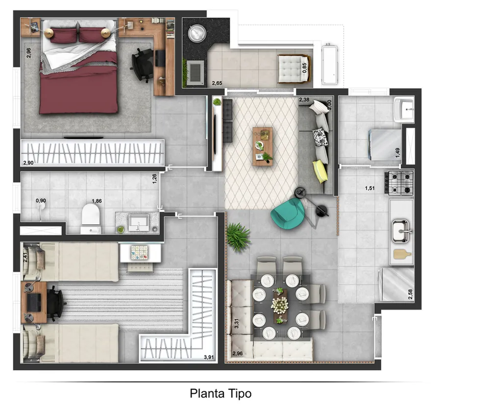 Apartamento, 2 quartos, 51 m² - Foto 8