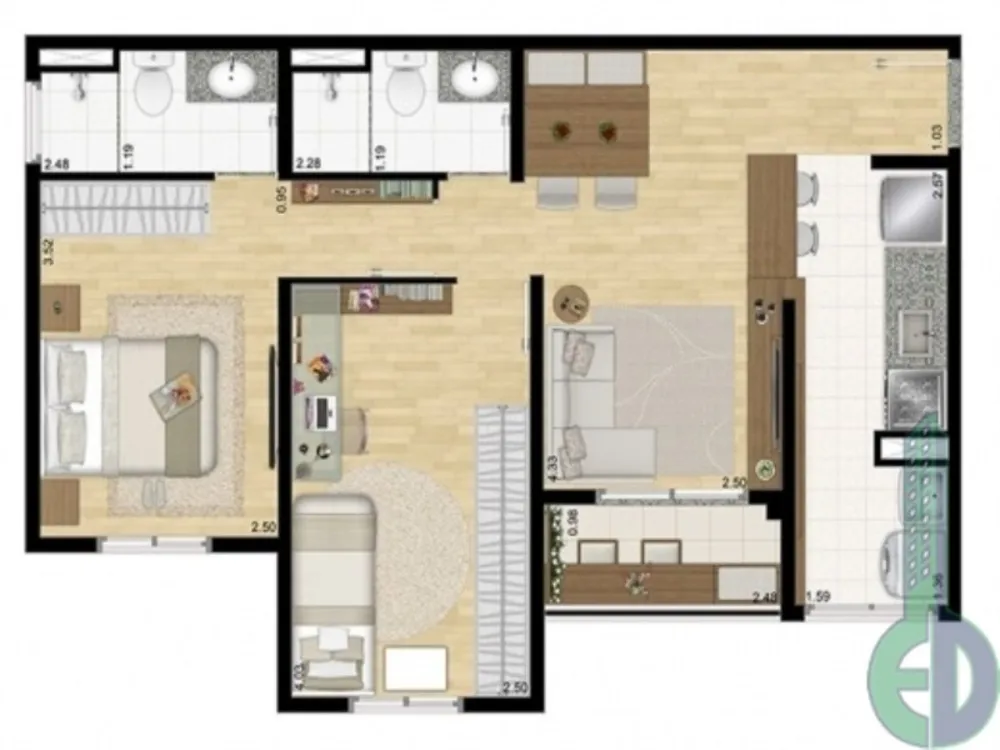 Apartamento, 2 quartos, 56 m² - Foto 11