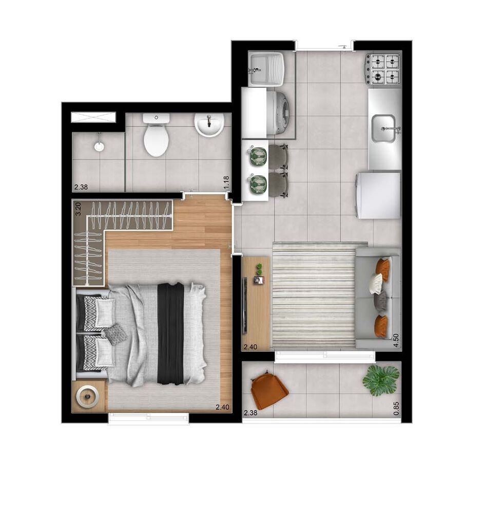Apartamento, 2 quartos, 42 m² - Foto 1