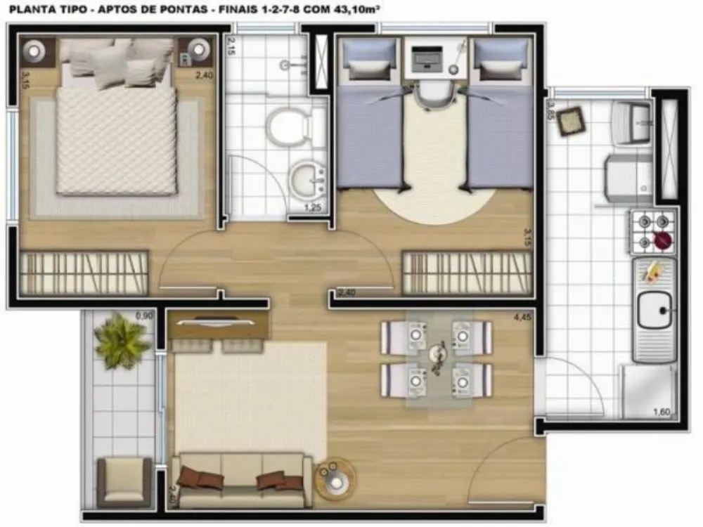 Apartamento, 2 quartos, 43 m² - Foto 11