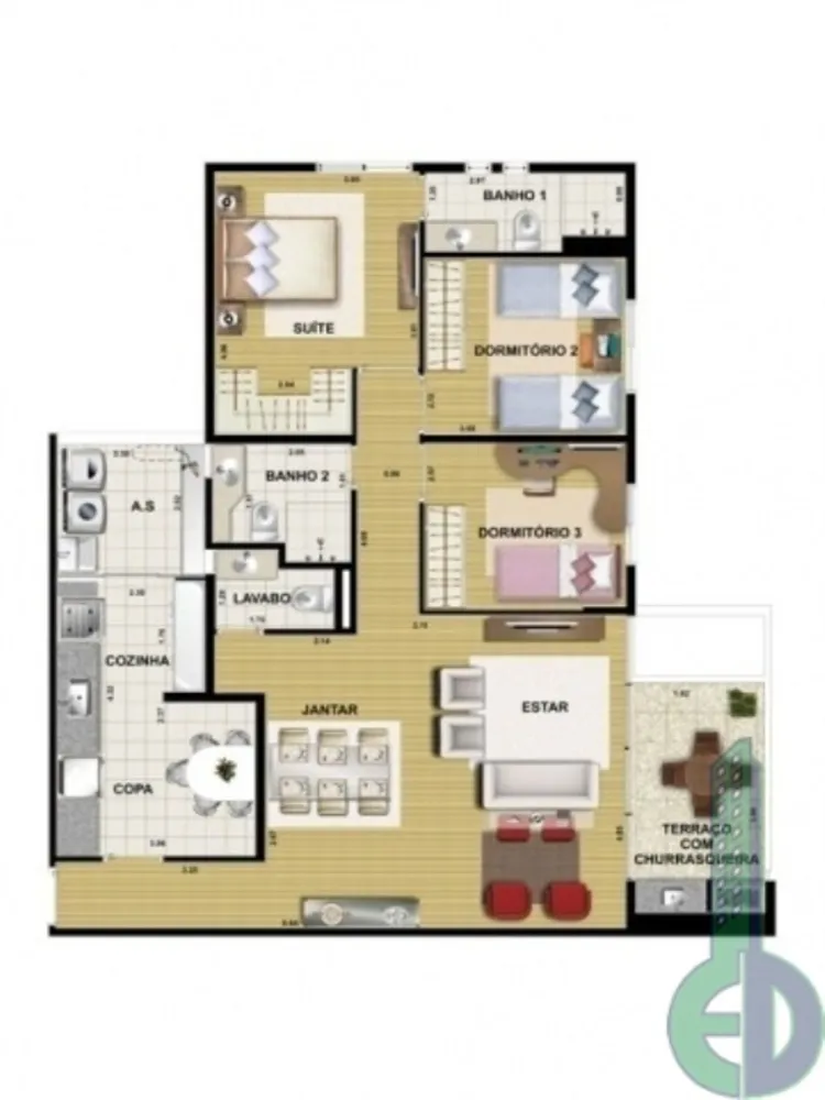 Apartamento, 3 quartos, 100 m² - Foto 2