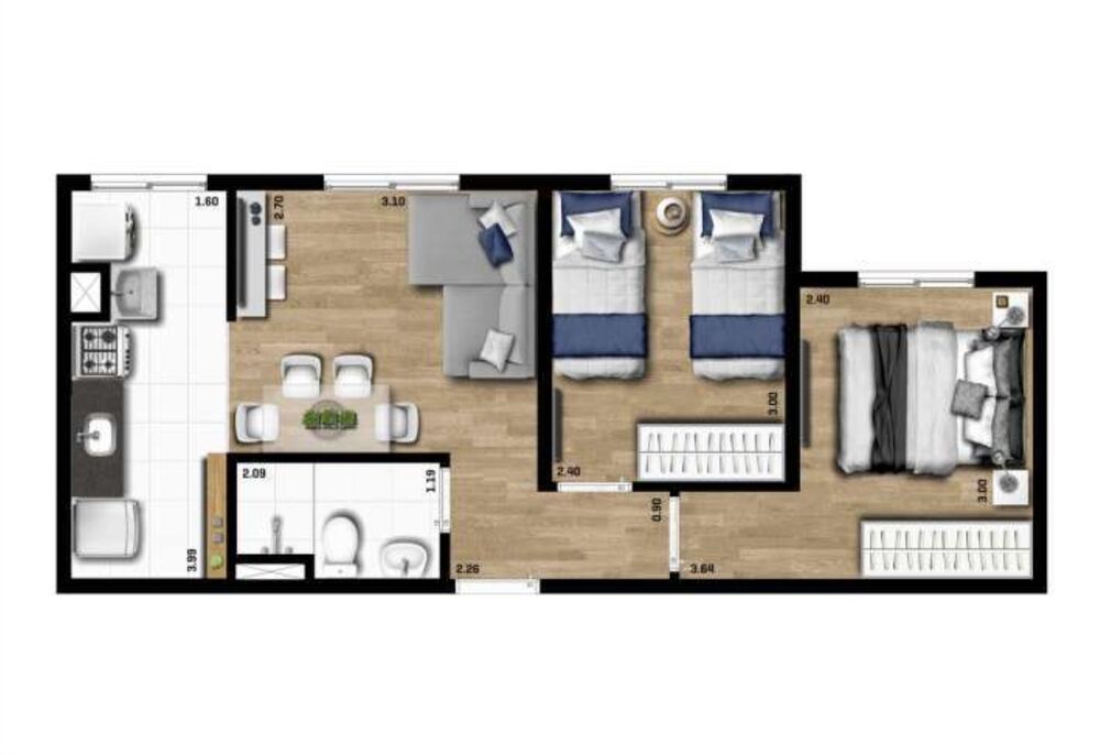 Apartamento à venda com 2 quartos, 40m² - Foto 8