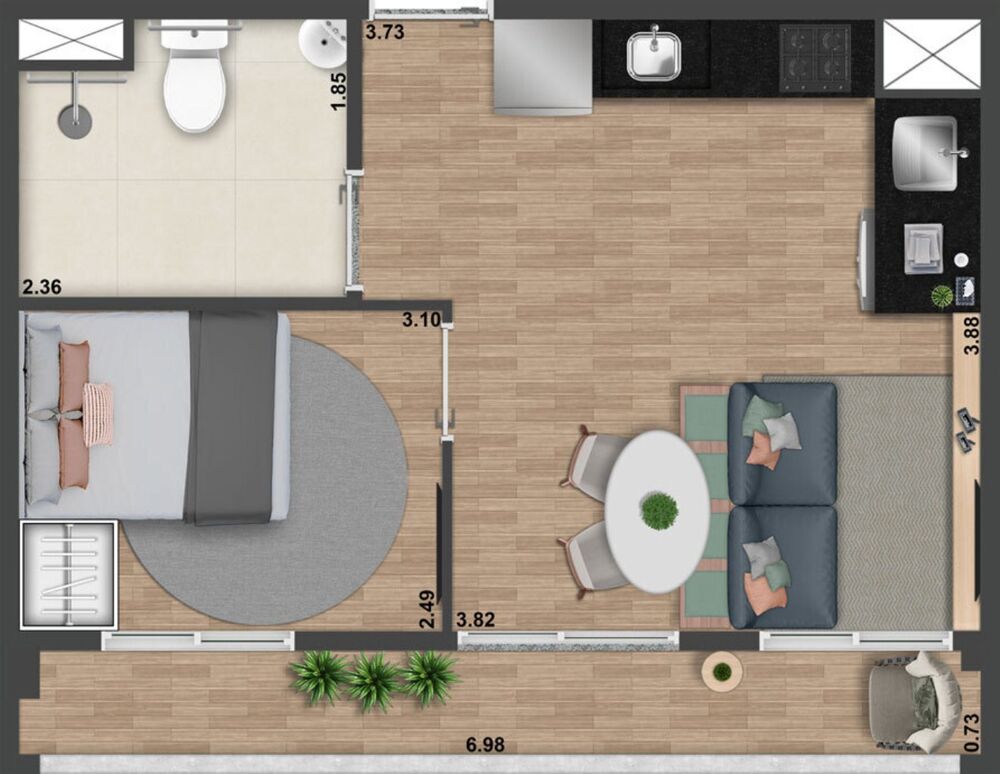 Apartamento, 1 quarto, 52 m² - Foto 2