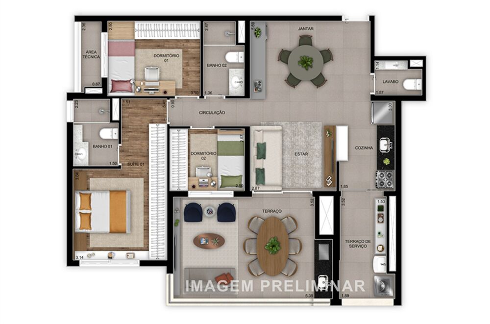 Apartamento, 3 quartos, 128 m² - Foto 1