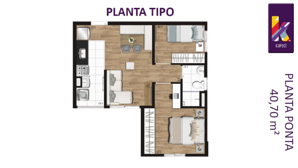 Apartamento, 2 quartos, 40 m² - Foto 10