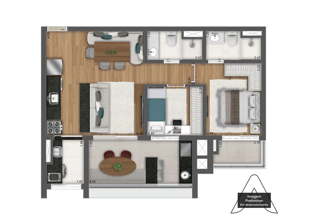 Apartamento, 2 quartos, 64 m² - Foto 4