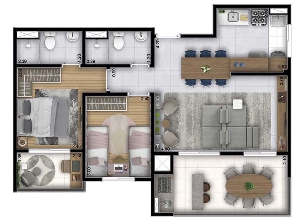 Apartamento, 2 quartos, 43 m² - Foto 4